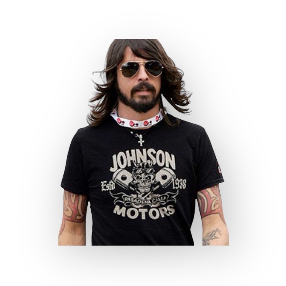 VHTF: new Dave Grohl’s Johnson Motors ✪ Skull and Pistons Tee ✪ Black XXL ✪ Rock